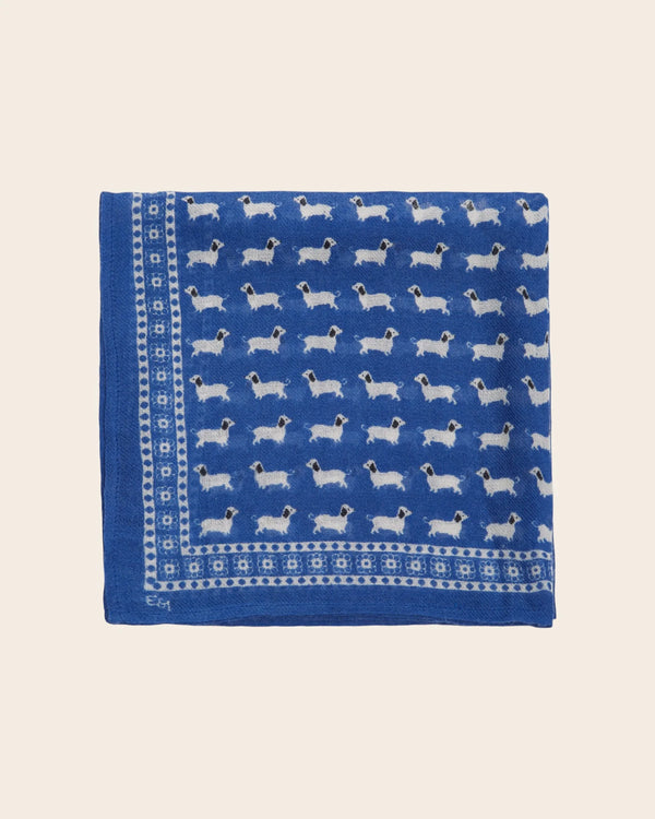 Emile & Ida - Foulard teckels bleu 50 x 50 cm