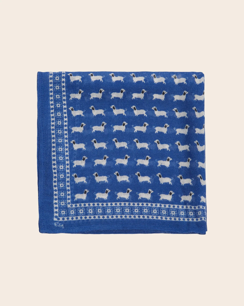Emile & Ida - Foulard teckels bleu 50 x 50 cm