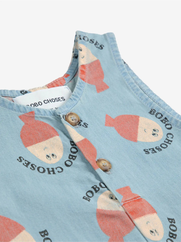 Bobo Choses - Combishort en jean all-over Morning Egg