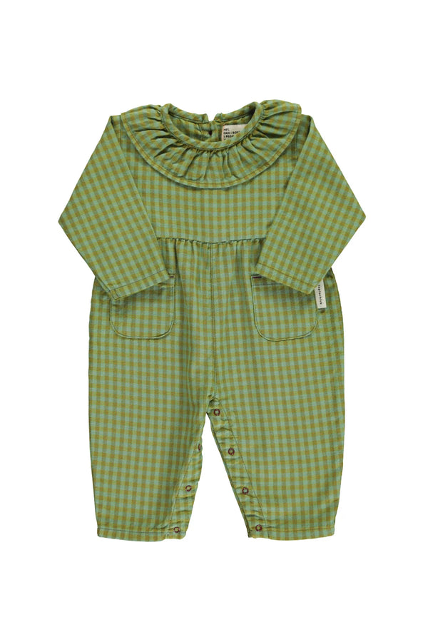 Piupiuchick - Baby jumpsuit w/ collar - Green checkered
