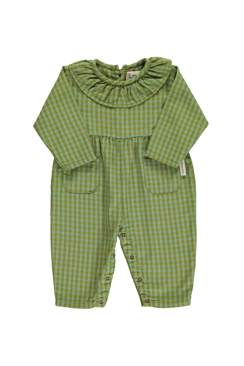 Piupiuchick - Baby jumpsuit w/ collar - Green checkered