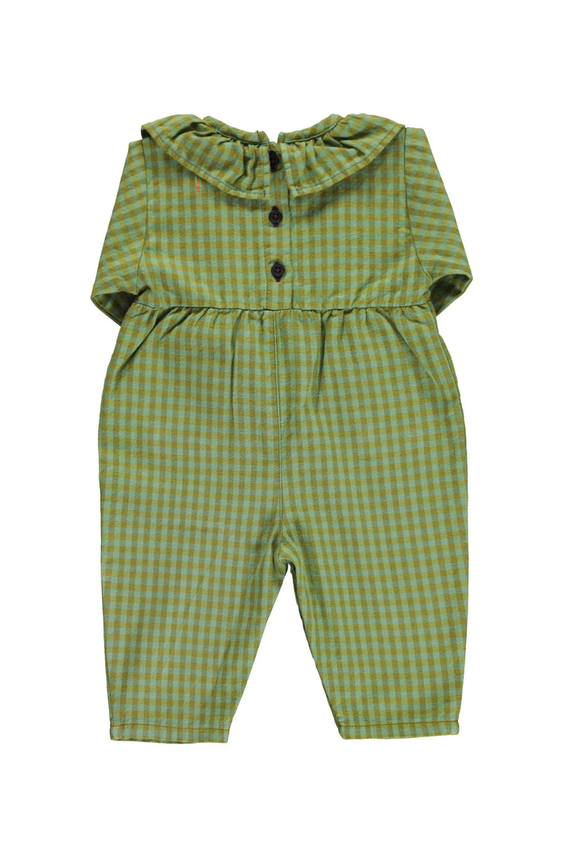 Piupiuchick - Baby jumpsuit w/ collar - Green checkered