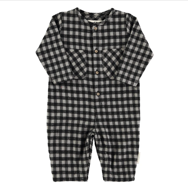 Piupiuchick - Baby jumpsuit Black & grey vichy