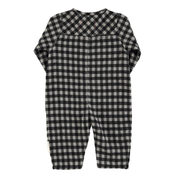 Piupiuchick - Baby jumpsuit Black & grey vichy