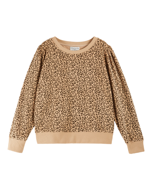 Emile & Ida - Sweat éponge léopard beige et noir