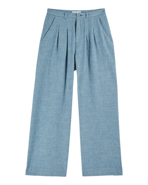 Emile & Ida - Pantalon palazzo coton lin bleu clair