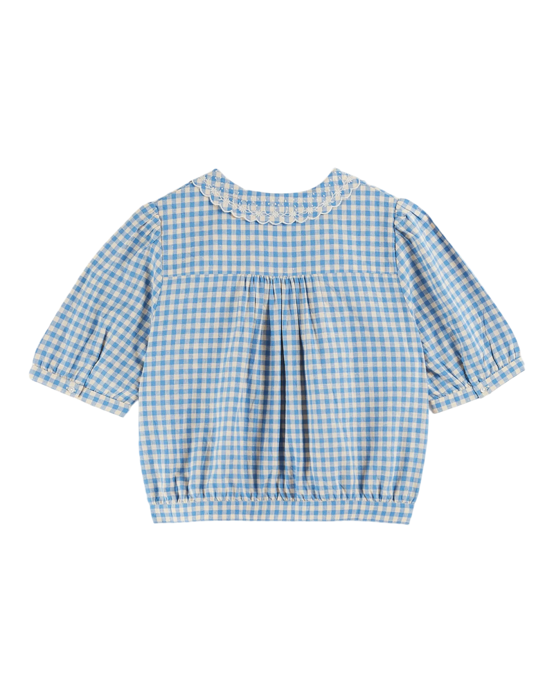 Emile & Ida - Blouse en coton vichy écru et bleu