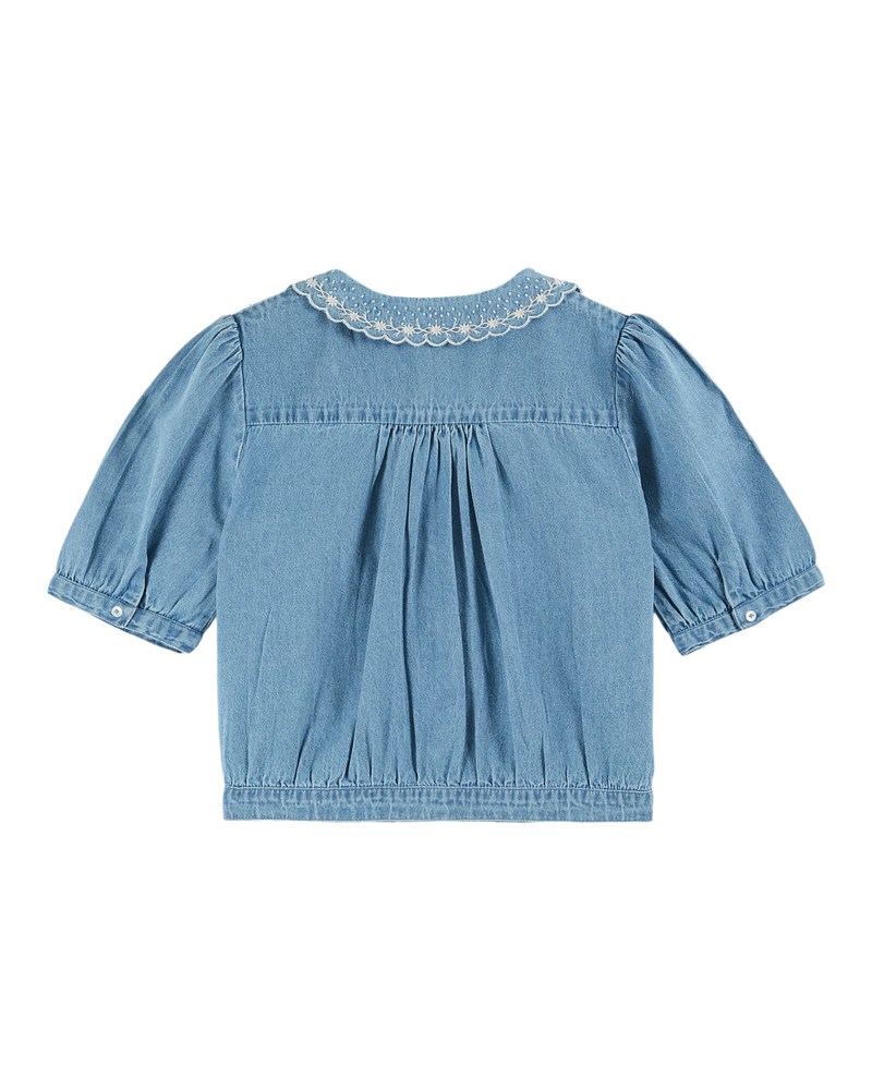 Emile & Ida - Blouse crop denim clair