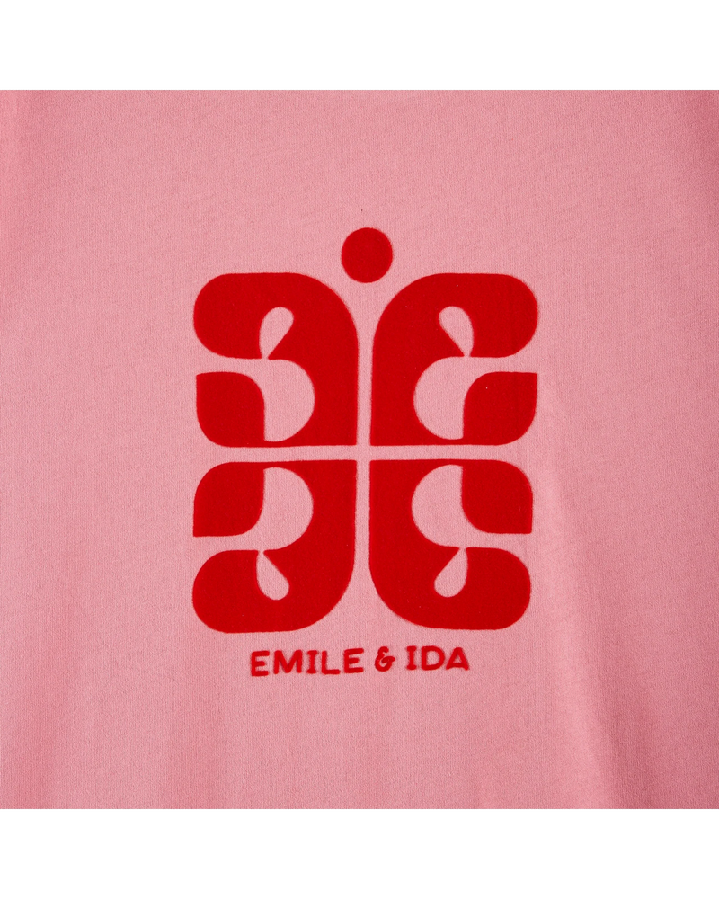 Emile & Ida - T-shirt logo coton bio framboise