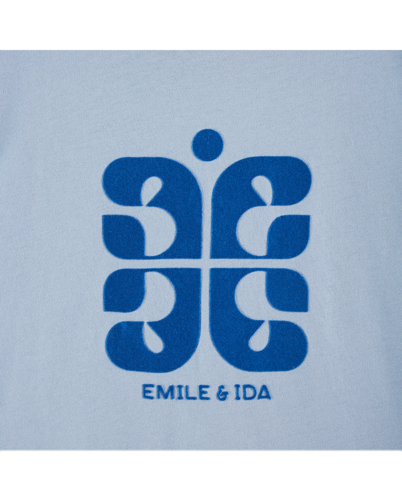 Emile & Ida - T-shirt logo coton bio bleu clair