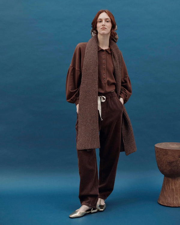 Emile & Ida - Sweat boutonné coton bio marron