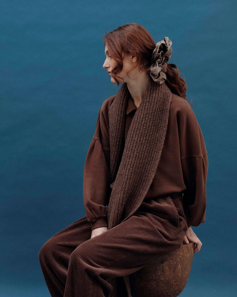 Emile & Ida - Sweat boutonné coton bio marron
