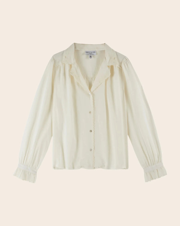 Emile & Ida - Blouse brodée en coton écru