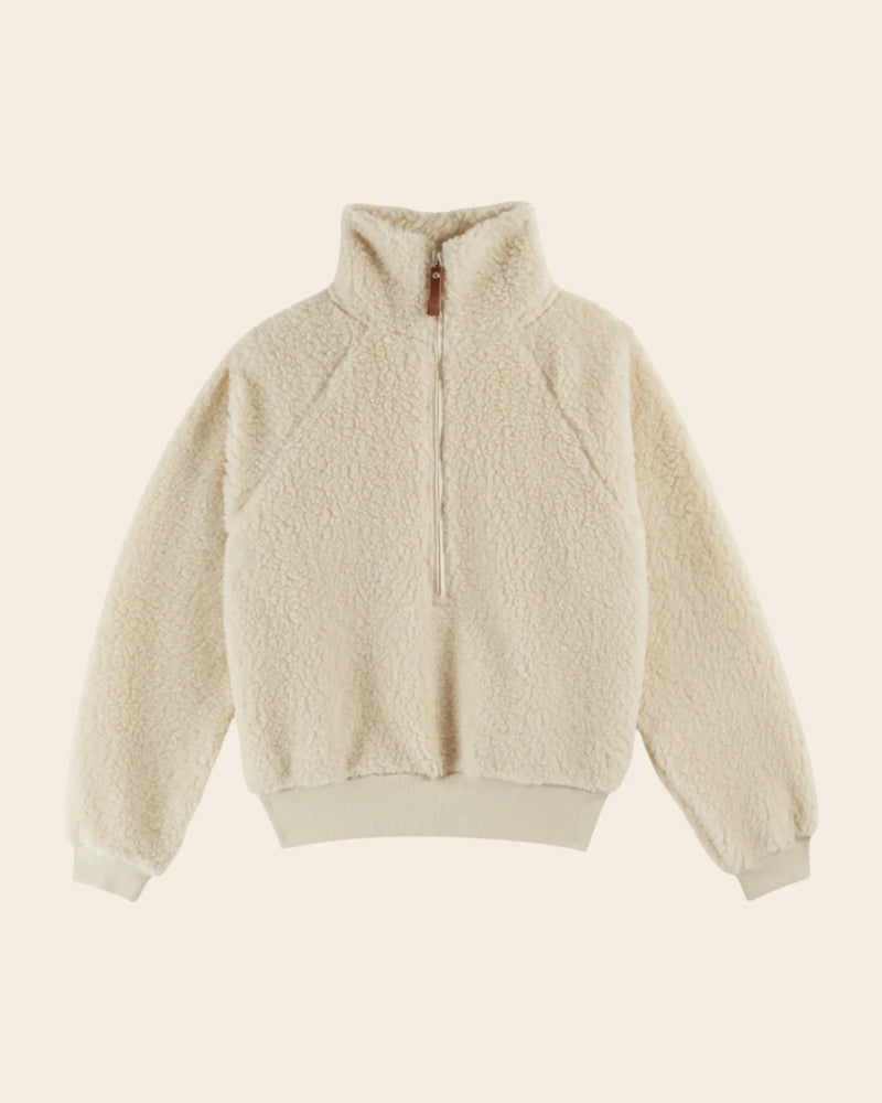 Emile & Ida - Sweat zippé sherpa écru