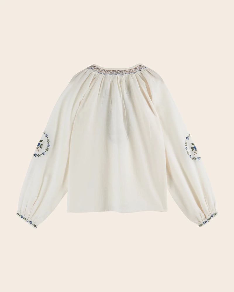 Emile & Ida - Blouse brodée ethnique écru