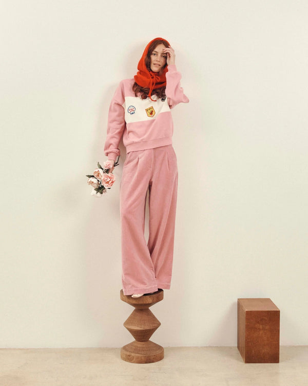 Emile & Ida - Pantalon velours rose - dragee