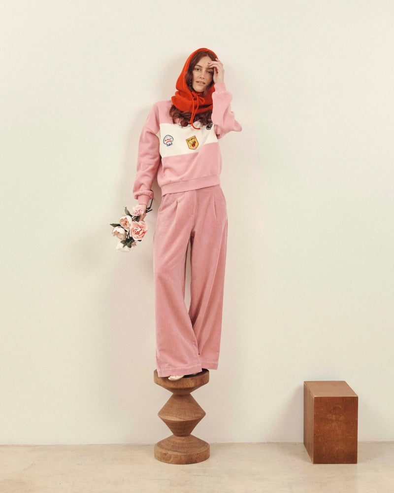 Emile & Ida - Pantalon velours rose - dragee