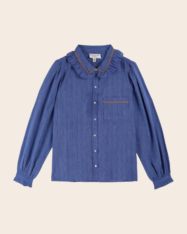 Emile & Ida - Blouse Khadi rayures bleu