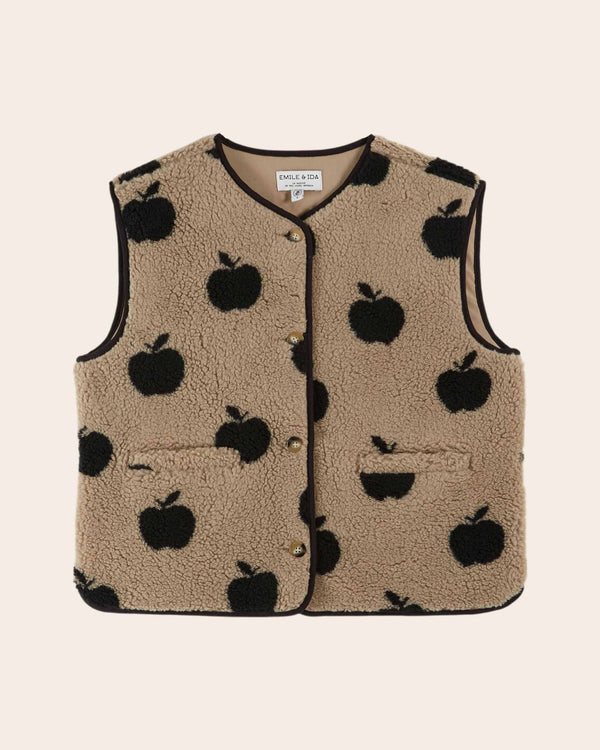 Emile & Ida - Veste sans manches sherpa pommes grège
