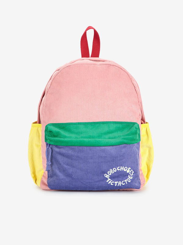 Bobo choses - Cartable velours côtelé Color Block Tic Tac Toe