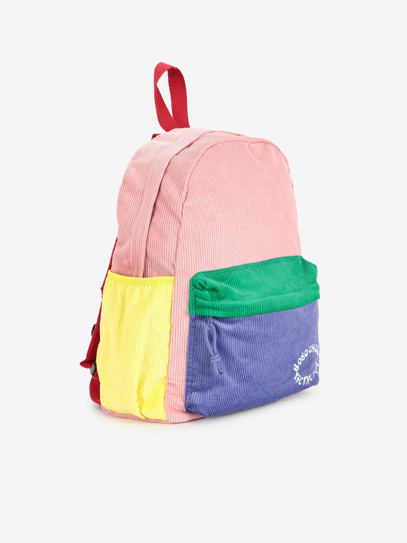 Bobo choses - Cartable velours côtelé Color Block Tic Tac Toe