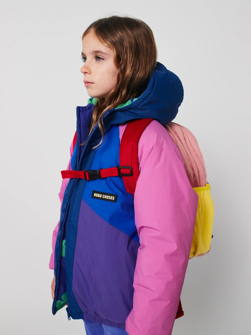 Bobo choses - Cartable velours côtelé Color Block Tic Tac Toe