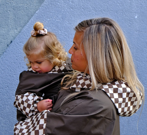 Poule party - PONCHO LONG DAMIERS KAKI