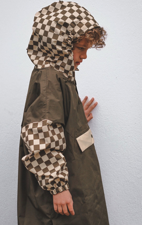 Poule party - PONCHO LONG DAMIERS KAKI
