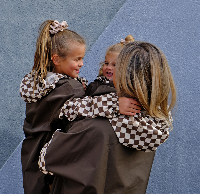 Poule party - PONCHO LONG DAMIERS KAKI