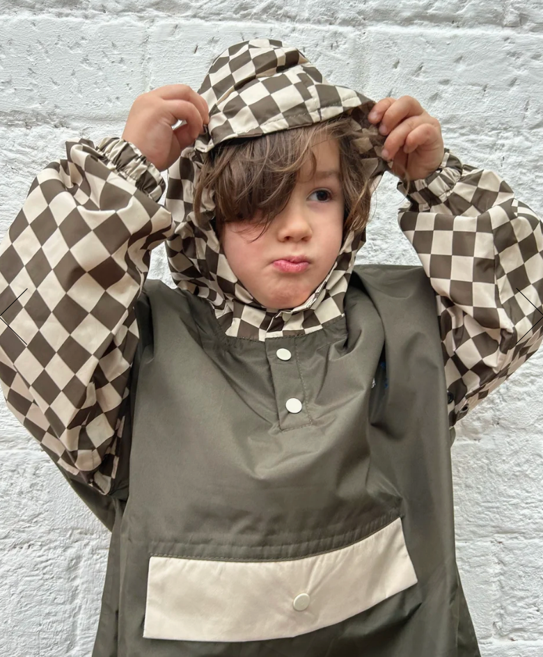 Poule party - PONCHO LONG DAMIERS KAKI