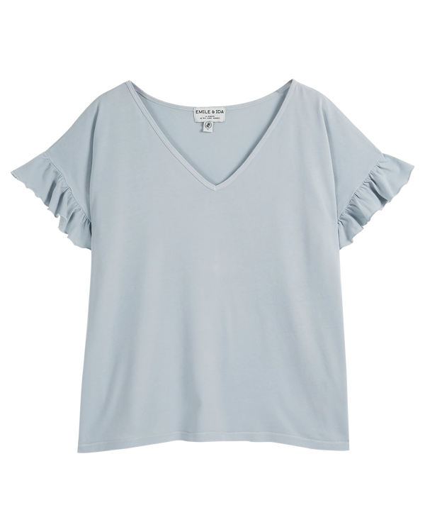 Emile & Ida - T-shirt coton bio bleu pâle