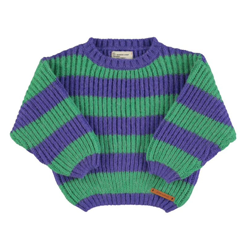 Piupiuchick - Knitted sweater | Green & purple stripes