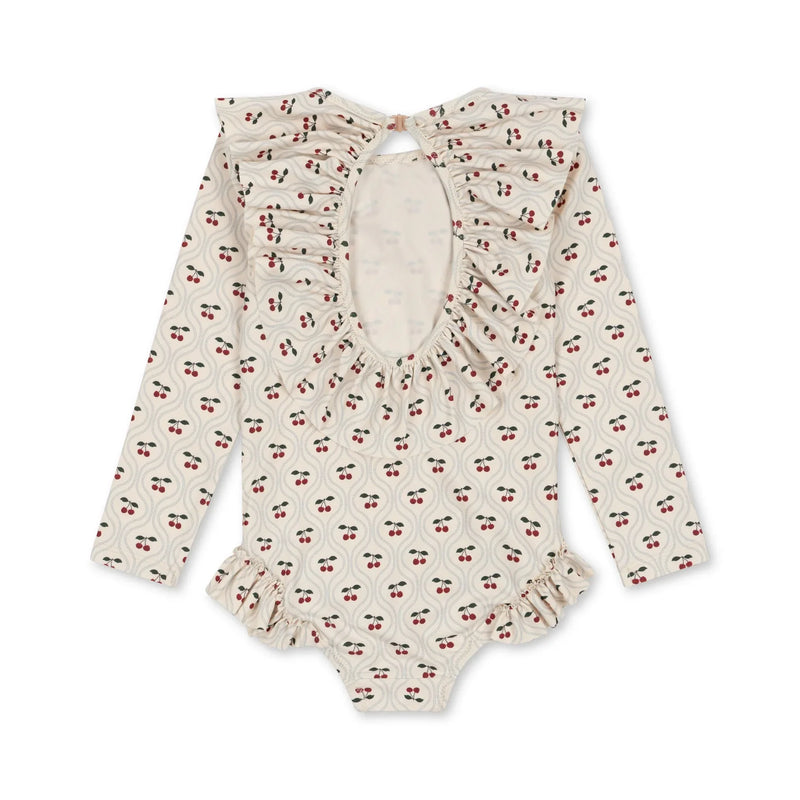 Konges Slojd - maillot de bain à manches longues manuca cherry motif