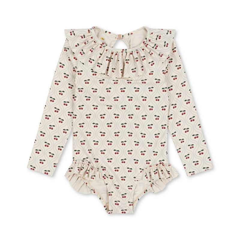 Konges Slojd - maillot de bain à manches longues manuca cherry motif