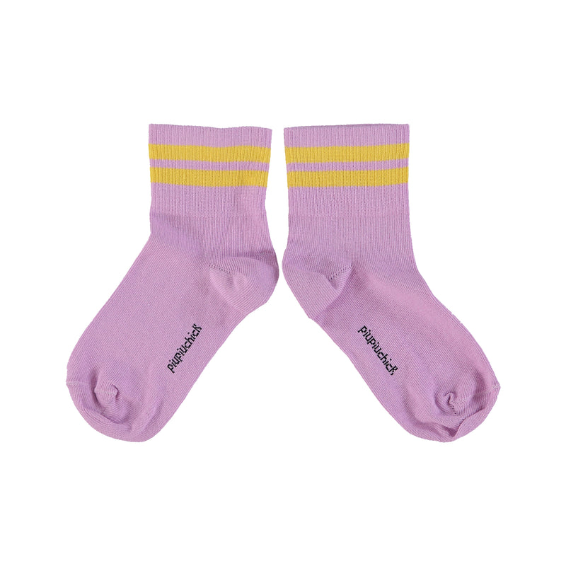 Piupiuchick - Striped socks lavander w/ yellow stripes