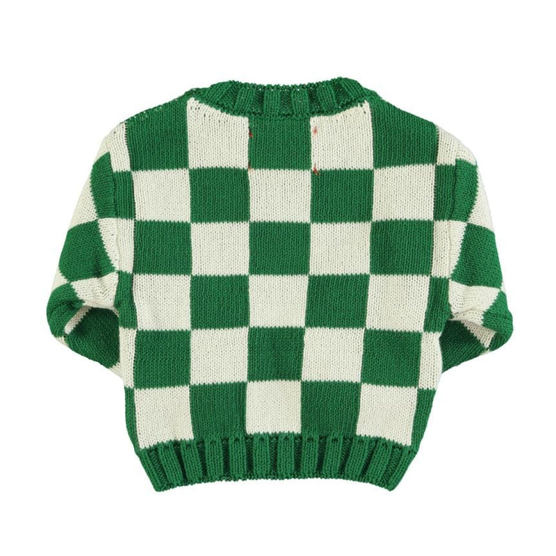 Piupiuchick - Pull tricoté carreaux écru & vert