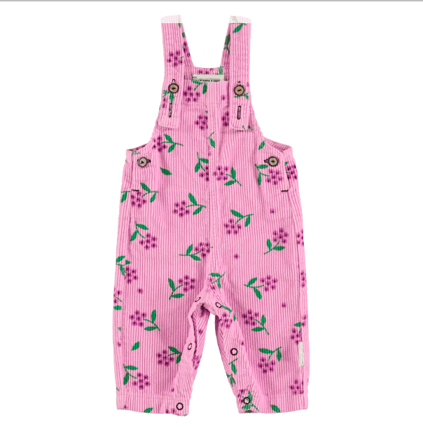 Piupiuchick - Dungarees | Pink corduroy w/ flowers allover