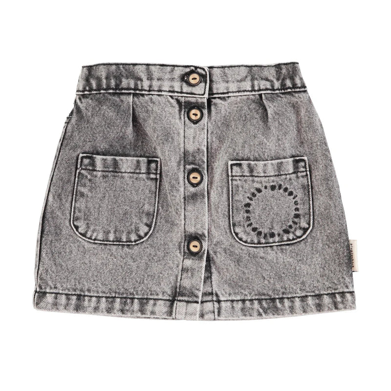 Piupiuchick - Short skirt Washed black denim