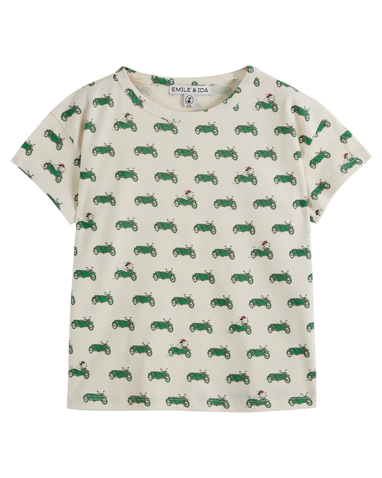 Emile & ida - T-shirt coton bio crème side car vert