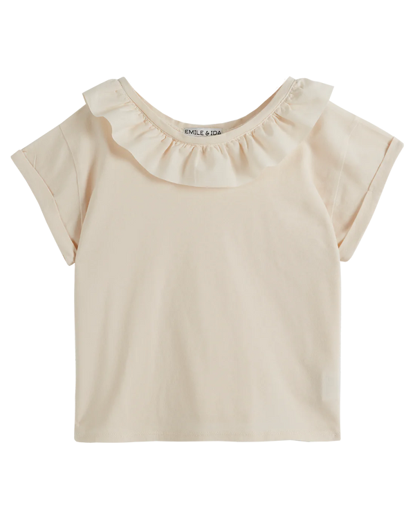 Emile & Ida - T-shirt coton bio collerette crème