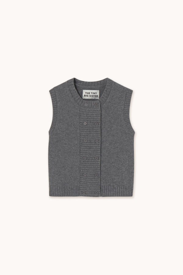 Tiny Cottons - buttoned vest dark grey melange