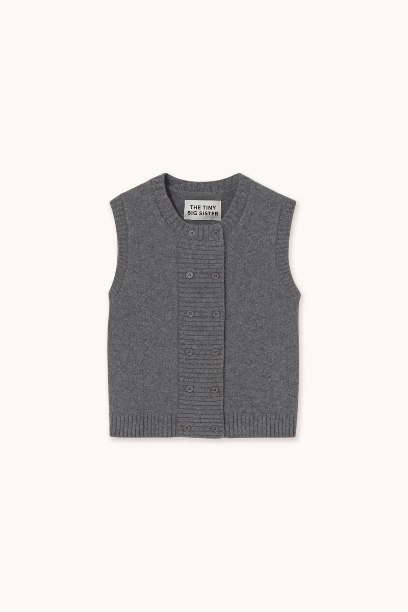Tiny Cottons - buttoned vest dark grey melange