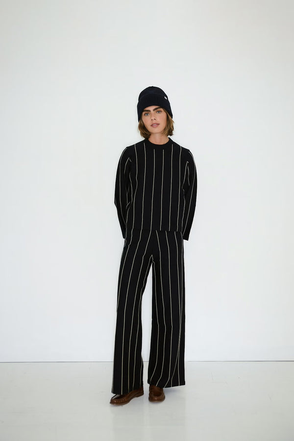 Tiny Cottons - striped knitted trousers navy