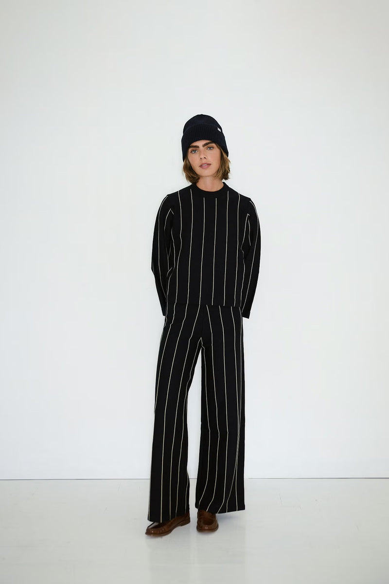 Tiny Cottons - striped knitted trousers navy