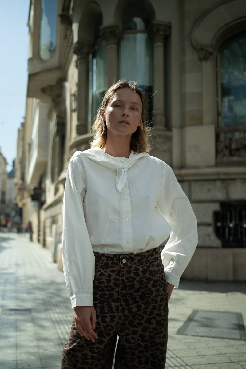 Tiny Cottons - scarf neck blouse off white