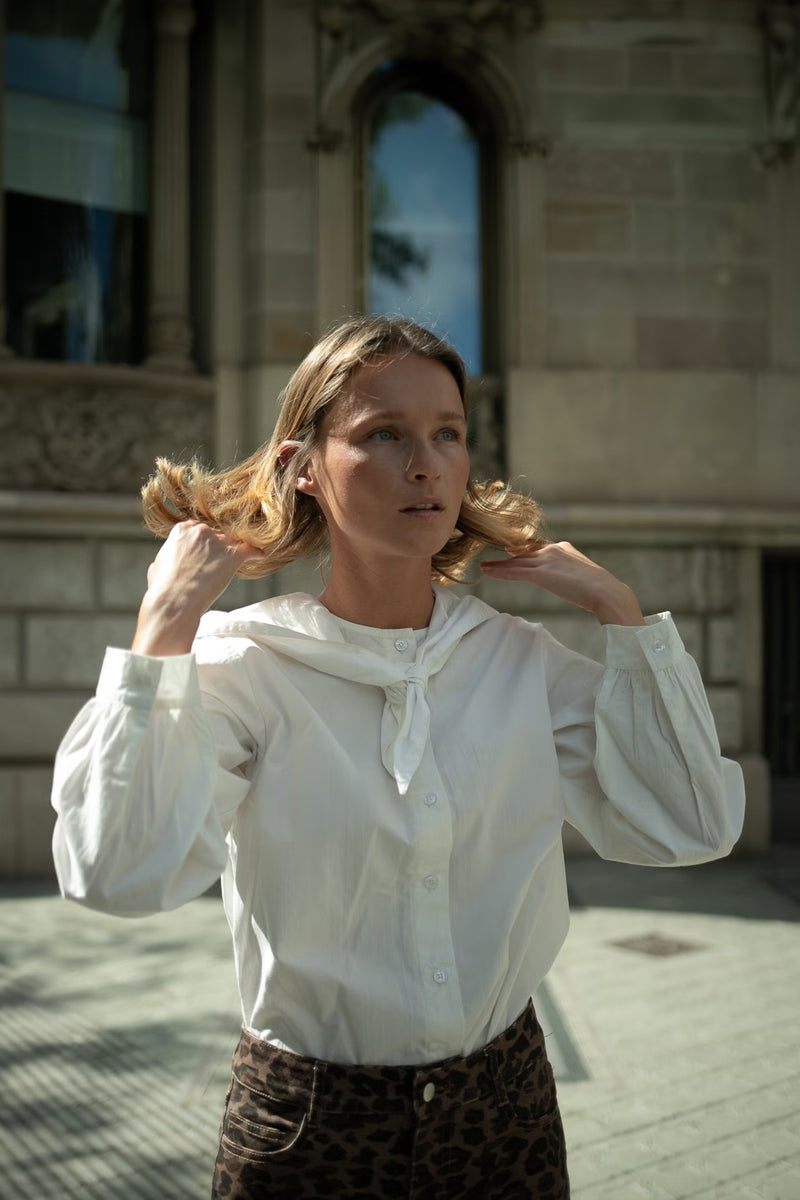 Tiny Cottons - scarf neck blouse off white