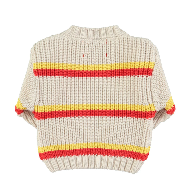 Piupiuchick - knitted sweater | ecru w/ yellow & red stripes bébé