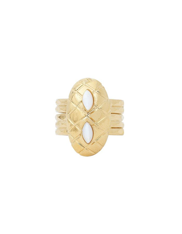 Dear Charlotte - Bague navette blanche
