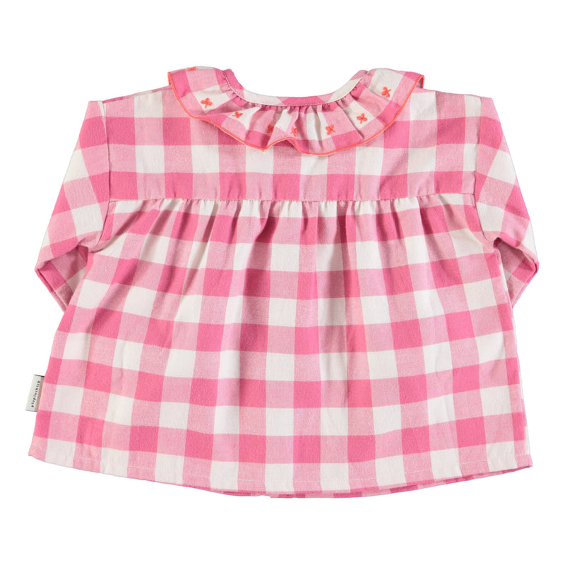 Piupiuchick - Blouse w/ embroidered collar | Checkered pink