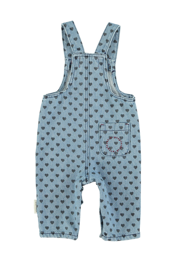 Piupiuchick - Dungarees - Washed blue denim w/ black hearts